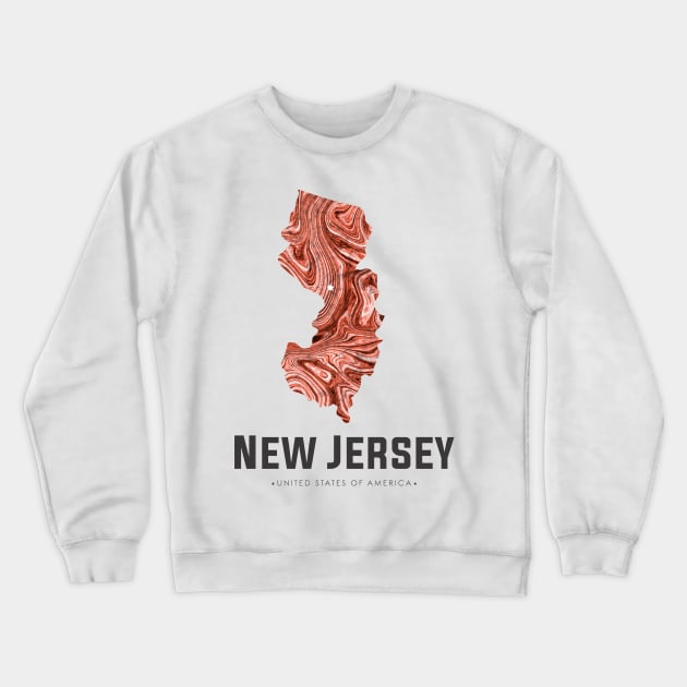New Jersey state map abstract brown Crewneck Sweatshirt by StudioGrafiikka